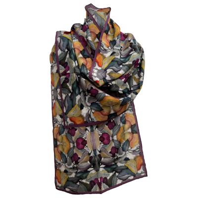 Damsons and Pears Batik Silk Scarf.