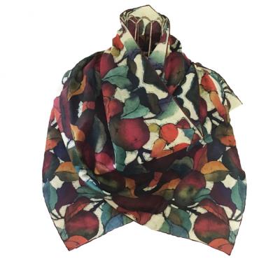 Rosy Red Apples Batik Silk Scarf.