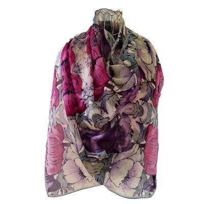 Anemones - Batik Wool Fino Shawl.