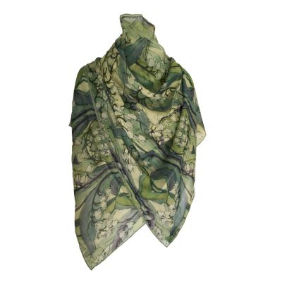Lily of the Valley Batik Wool Fino Shawl.