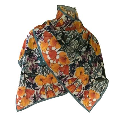 California Poppy Batik Silk Scarf.